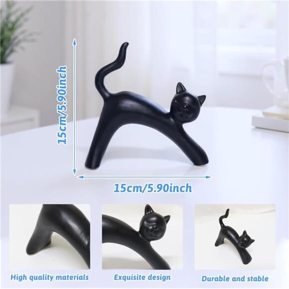 Statue Figurine Sculpture Home Decor, 2-Pack Cat Statue Set Gifts for Cat - Picture 4 of 11